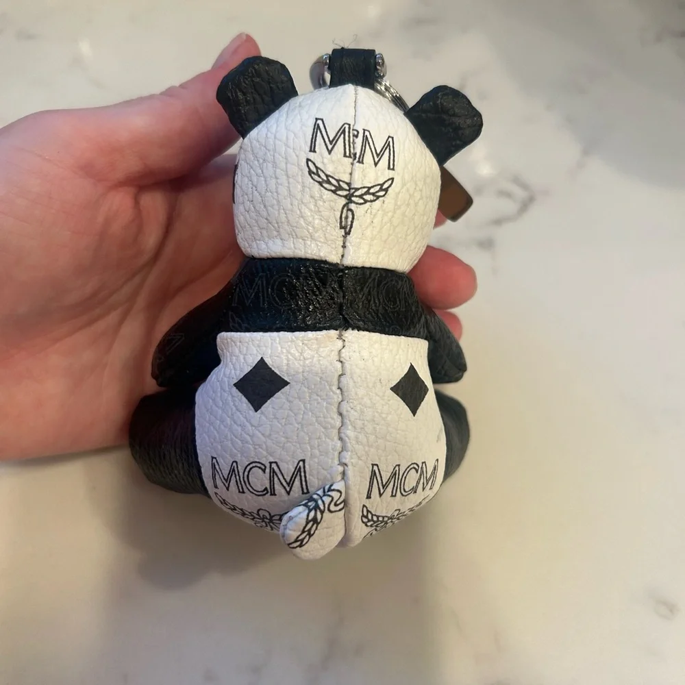 MCM Monogram Panda Keychain in Black and White - Picture 3 of 7